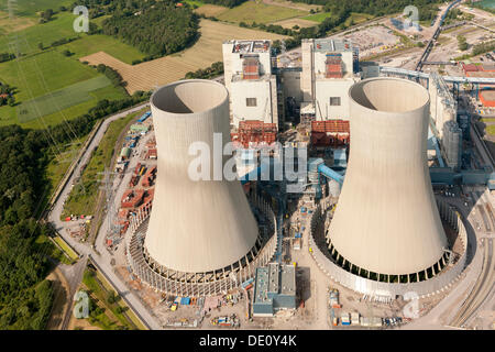 Aerial view, RWE Power, Kraftwerk Westfalen power plant, Hamm-Uentrop, Ruhr region, North Rhine-Westphalia Stock Photo