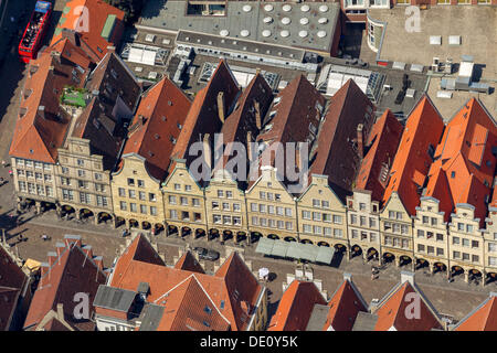 Aerial view, Prinzipalmarkt square, a historic merchant street, Muenster, Muenster region, North Rhine-Westphalia Stock Photo