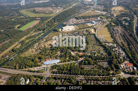 Aerial view, Zoom Erlebniswelt zoo, Gelsenkirchen, Ruhr area, North Rhine-Westphalia Stock Photo