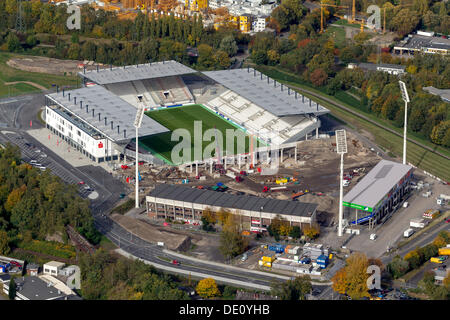 Aerial view, construction of the new Stadion Essen stadium, Hafenstraße, Essen, Ruhr region, North Rhine-Westphalia Stock Photo