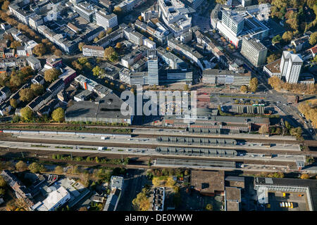 Aerial view, Bochum main railway station and the car park, Bochum, Ruhr area, North Rhine-Westphalia Stock Photo