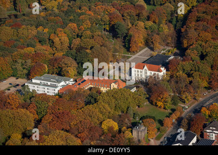 Aerial view, Kurpark spa park, Kurhaus spa building Hamm, Ruhr area, North Rhine-Westphalia Stock Photo