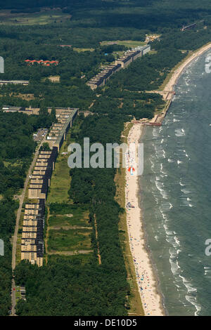 Aerial view, KdF Bad Prora beach resort, Kraft durch Freude, German for Strength through Joy, former resort of the National Stock Photo