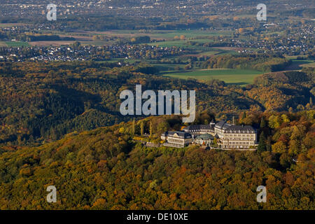Aerial view, Petersberg Mountain with the Federal Guest House, autumn, Siebengebirge Mountains Stock Photo