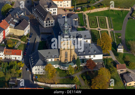 Aerial view, Benedictine Abbey and Church of St. Mauritius Stock Photo