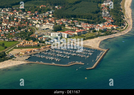 Aerial view, marina and beach Stock Photo
