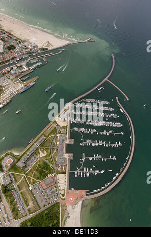 Aerial view, Hohe Duene marina, Hanse Sail Rostock Stock Photo
