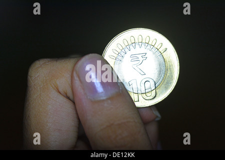 Ten rupee coin Stock Photo