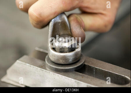 Fixing a workpiece on a milling machine Stock Photo