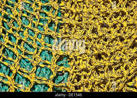 Colourful fishing nets in the fishing port of Hvide Sande, Jutland, Denmark, Europe Stock Photo
