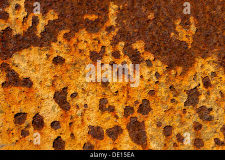 Metal surface with rust and remains of paint, detailed view Stock Photo
