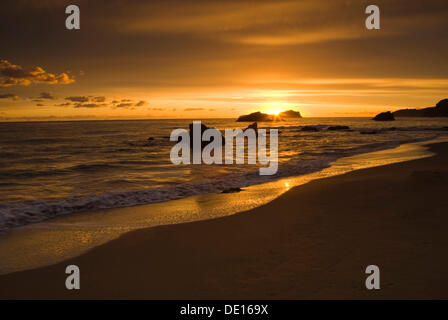 Dawn at Es Figueral beach, Ibiza, Spain, Europe Stock Photo