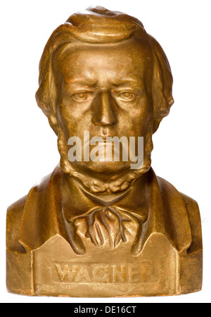 Wagner, Richard, 22.5.1813 - 13.2.1883, German musician (composer), portrait, plaster bust, painted with bronze colour, handwritten dated on the bottom, Germany, 1927, Stock Photo