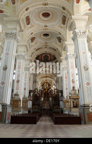 Former Cistercian monastery of Schoental Abbey, nave and alter of the Baroque abbey church, architect Leonhard Dientzenhofer Stock Photo