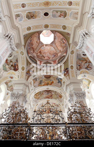 Schoental Abbey, a former Cistercian monastery, ceiling of the nave with the central dome, minster by architect Leonhard Stock Photo