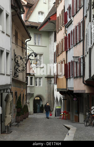 Row of houses in the historic district, Upper historic district, Zug, Central Switzerland, Switzerland, Europe