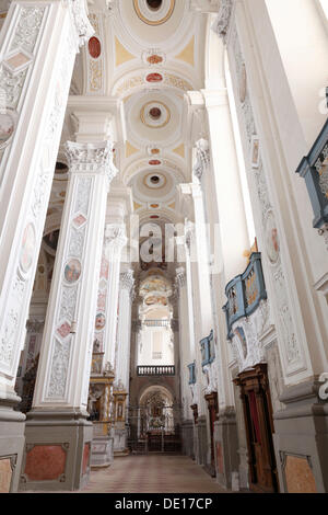 Interior view, former Schoental Cistercian abbey, aisle of the baroque abbey, by architect Leonhard Dientzenhofer Stock Photo
