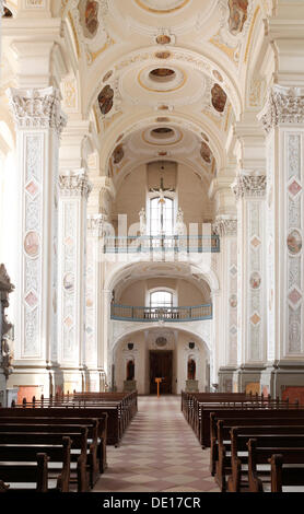 Interior view, former Cistercian abbey of Schoental, baroque interior of the abbey church, by architect Leonhard Dientzenhofer Stock Photo