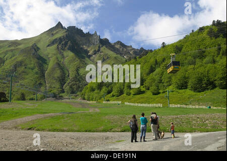 Cable car, Mont Dore, Sancy mountain, Puy de Dome, Auvergne Volcanoes Natural Park, France, Europe Stock Photo