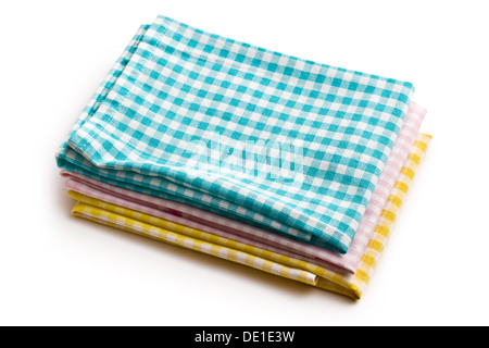 various kitchen towels on white background Stock Photo