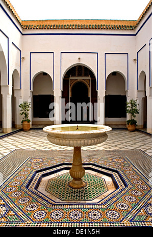 geography / travel, Morocco, Marrakech, palace de La Bahia, residence of the grand vezier Si Moussa and Ba Ahmed, inner courtyard, Additional-Rights-Clearance-Info-Not-Available Stock Photo