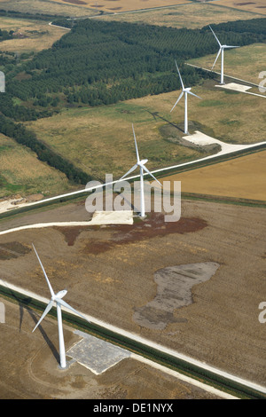 Aerial photograph of Wind Turbines near Beverley Yorkshire Stock Photo