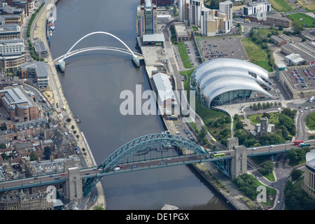 Aerial photograph of the Tyne Bridges and the Sage Gateshead Stock Photo