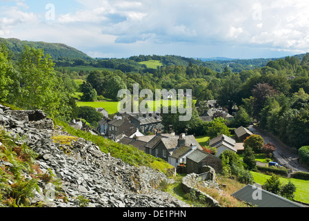 Old slate quarry above the village of Chapel Stile, Langdale, Lake District National Park, Cumbria, England UK Stock Photo