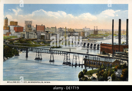 Milling district, Minneapolis, Minnesota, USA, 1915. Artist: Unknown Stock Photo