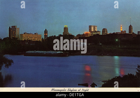 City skyline at night, Minneapolis, Minnesota, USA, 1970. Artist: Unknown Stock Photo