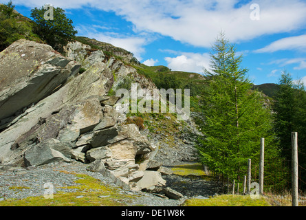 Old slate quarry above the village of Chapel Stile, Langdale, Lake District National Park, Cumbria, England UK Stock Photo