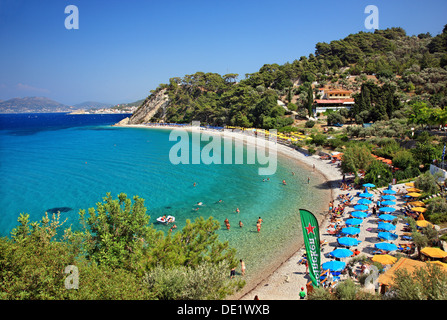 Tsamadou beach, one of the most popular beaches of  Samos island, Aegean sea, Greece. Stock Photo