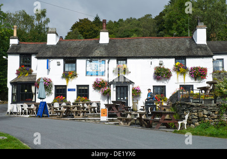 The Britannia Inn, Elterwater village, Langdale, Lake District National Park, Cumbria, England UK Stock Photo