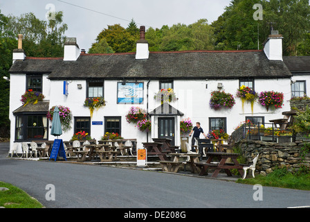 The Britannia Inn, Elterwater village, Langdale, Lake District National Park, Cumbria, England UK Stock Photo