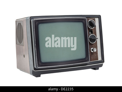 Little old television set isolated with clipping path. Stock Photo