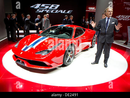 Frankfurt, Germany. 10th Sep, 2013. Ferrari carmaker presented Ferrari 458 Speciale during 65th IAA International Motor Show in Frankfurt/Main, on Tuesday, September 10th, 2013. (CTK Photo/Petr Mlch) Credit:  CTK/Alamy Live News Stock Photo