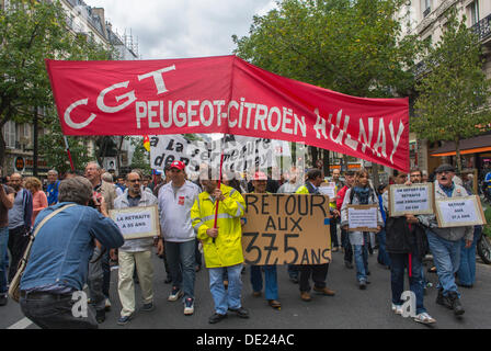 Paris, France. French Labor Unions C.G.T., Demonstration Against Reform of Retirement by Government.elderly people march street, seniors grown up Stock Photo