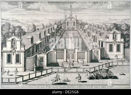 Trinity Almshouses, Mile End Road, Stepney, London, 1696.  Artist: Simon Gribelin Stock Photo