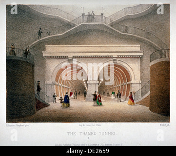 View of the entrance to the Thames Tunnel, London, 1854. Artist: Jules Louis Arnout Stock Photo