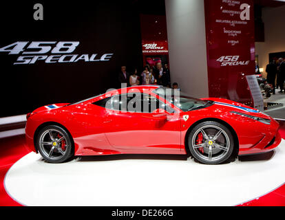 Frankfurt, Germany. 10th Sep, 2013. Ferrari carmaker presented Ferrari 458 Speciale during 65th IAA International Motor Show in Frankfurt/Main, on Tuesday, September 10th, 2013. (CTK Photo/Petr Mlch) Credit:  CTK/Alamy Live News Stock Photo