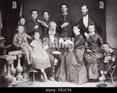 Russian author Anton Chekhov with family and friends, 1890. Artist ...