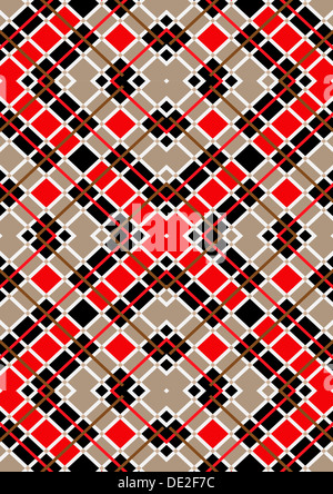 Red checkered background with orange and purple squares Stock Photo