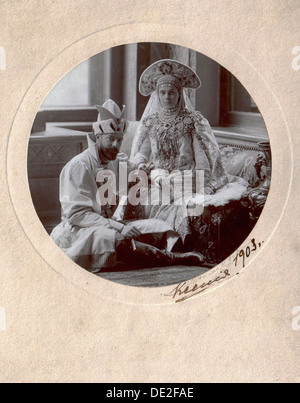 Grand Duke Alexander Mikhailovich and Grand Duchess Xenia Alexandrovna of Russia, 1903. Artist: Charles Bergamasco Stock Photo
