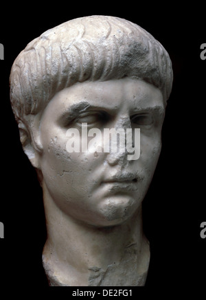 Marble portrait bust of the Roman Emperor Nero, 1st century. Artist: Unknown Stock Photo