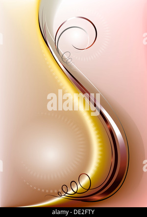 Copper strip with elegant curlicues on wavy mesh background Stock Photo