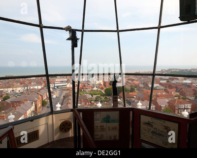 View from the interior of the lighthouse, now a museum, in Withernsea East Yorkshire showing the location in the town centre Stock Photo