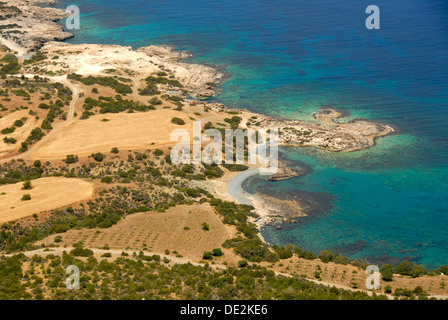 Coast, cliffs, rocks, blue sea, view from Mount Moutti tis Sotiras, Baths of Aphrodite, Akamas, Southern Cyprus Stock Photo
