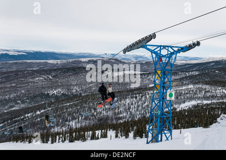 North America's northernmost chairlift, Mount Aurora Skiland ski area, Fairbanks, Alaska. Stock Photo