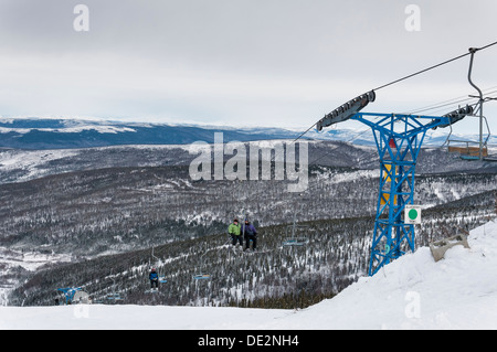 North America's northernmost chairlift, Mount Aurora Skiland ski area, Fairbanks, Alaska. Stock Photo