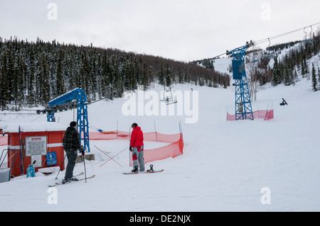 Base of North America's northernmost chairlift, Mount Aurora Skiland ski area, Fairbanks, Alaska. Stock Photo